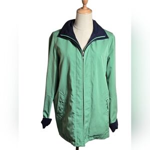Liz Claiborne Utility Jacket Fishermancore in Green with Navy Collar